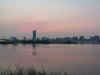 Sunset landscape around the Dadaocheng Wharf area