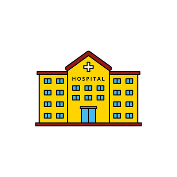 yellow hospital building with blue windows clip art preview