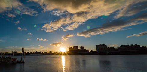 Sunset landscape around the Dadaocheng Wharf area