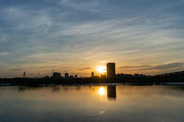 Sunset landscape around the Dadaocheng Wharf area