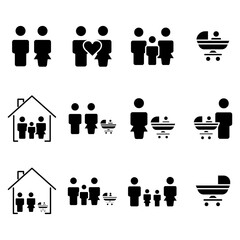 Family icon set. simple design editable. Design template vector