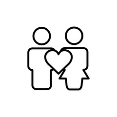Family line icon. father and mother with heart. simple design editable. Design template vector