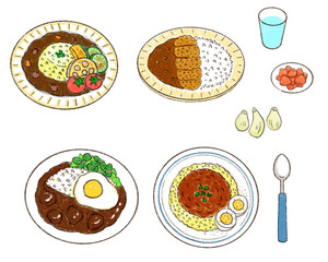いろいろな種類のカレー　Various types of curry