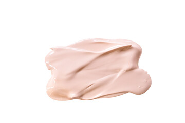 Obraz premium Close up of smear foundation texture Isolated on white background with clipping path.