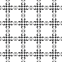 Naklejka premium Black and white repeating grid pattern from shapes made from swirls and curves, vector illustration