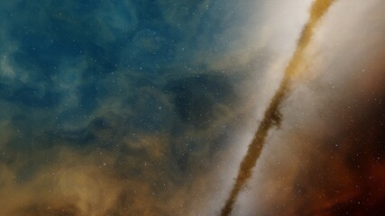 nebula gas cloud in deep outer space, science fiction illustrarion, colorful space background with stars 3d render

