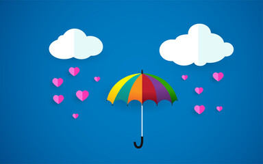  paper art style, heart in the sky , love concept vector design.