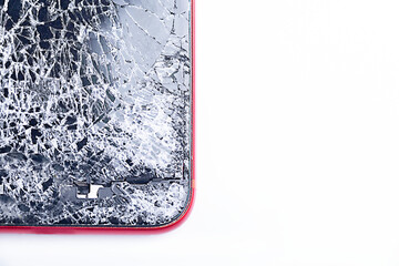 broken phone on a white background, broken electronics