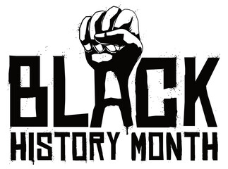 Stencil Design with Fist Promoting Black History Month, Vector Illustration