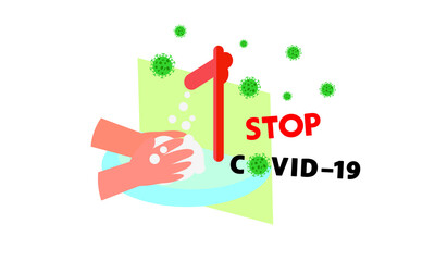 Washing hand for coronavirus prevention,COVID-19 prevention,Vector illustration.