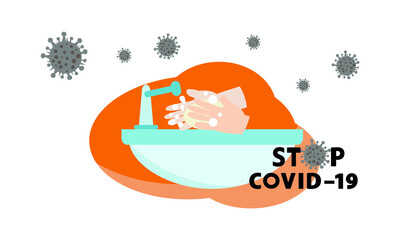 Washing hand for coronavirus prevention,COVID-19 prevention,Vector illustration.
