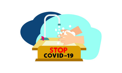 Washing hand for coronavirus prevention,COVID-19 prevention,Vector illustration.