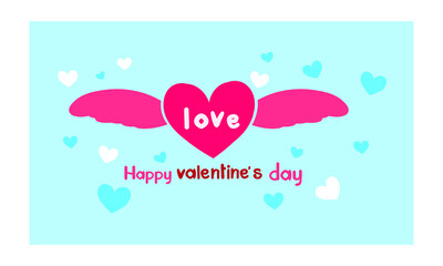 Fototapeta premium Happy Valentine's Day with love and hearts, Holiday greeting card, gift voucher, invitation design, love creative concept Vector illustration.