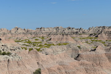 An expansive valley of Badlands National Park, South Dakota.