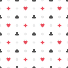 Seamless background with hearts, diamonds, clubs, spades. Poker casino seamless pattern illustration.