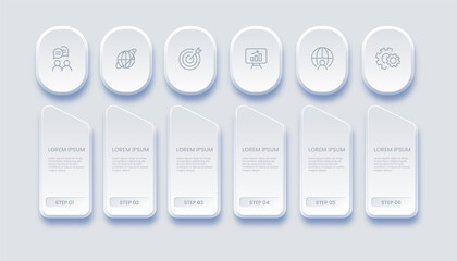 Business infographic with 6 options