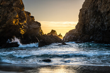 Sunset from Pfeiffer Beach in Big Sur. - Powered by Adobe