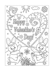 Valentine's Day greeting card, sign or poster with big decorative heart full page connect the dots puzzle and coloring page
