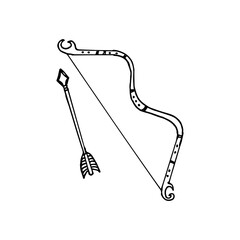 bow and arrow vector illustration. archery sport. traditional weapon for hunting, medieval history. hand drawn vector. doodle for wallpaper, sticker, clipart, logo, label, advertising, poster.