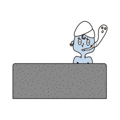 温泉の水風呂で体を冷やした若い女性