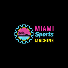 Colorful miami sport vector logo template for a race
