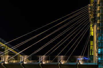Urban foot bridge at night