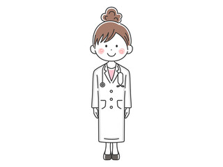 白衣を着た日本人女医のイラスト