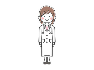 白衣を着た日本人女医のイラスト