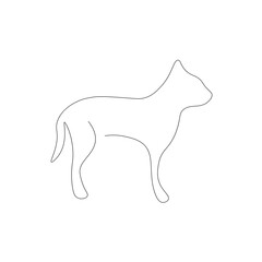 Cat silhouette line drawing, vector illustration