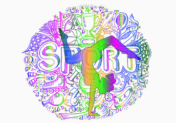 Yoga logo design. Set of sports background. Vector illustration.
