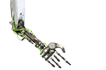 Industrial Robotic Arm Machine isolated on white background. (With clipping path)
