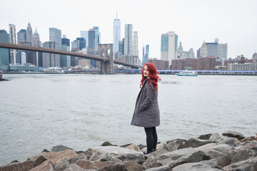 Woman With Red Hair, Brooklyn Bridge, Brooklyn, New York City