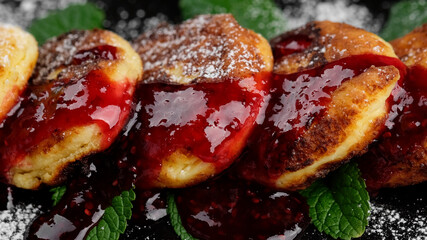 cottage cheese pancakes with raspberry jam