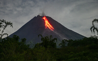 Mount Merapi is the most active volcano in Central Java and Yogyakarta, Indonesia