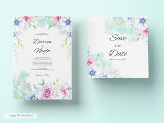 Beautiful wedding invitation with  flower decoration
