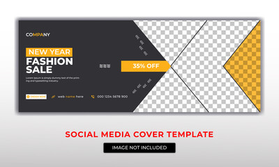 New Year Fashion Sale Social Media Cover Post Banner Template Design.