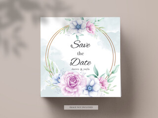 Beautiful wedding invitation with  flower decoration