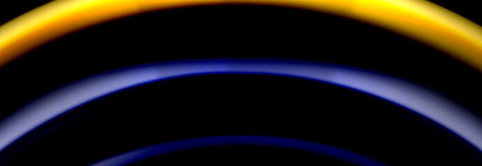 Dynamic motion abstract background. Color blurred stripes on black. Wave liquid lines poster. Vector illustration