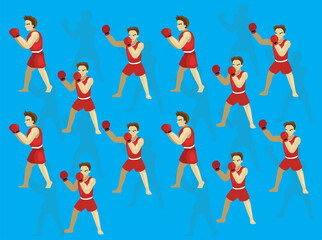 Long Range Uppercut Boxer Manga Cartoon Illustration Seamless Background