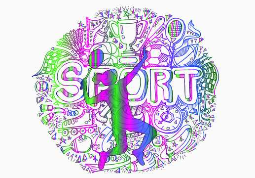 Badminton logo design. Set of sports background. Vector illustration.
