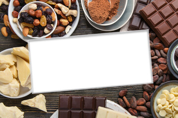 Collage of different types of chocolate and chocolate products