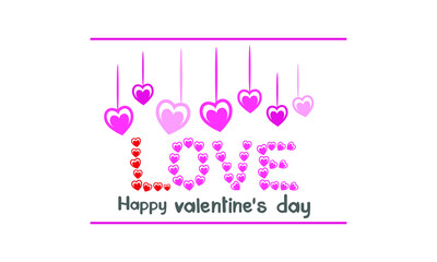 Happy Valentine's Day with love and hearts, Holiday greeting card, gift voucher, invitation design, love creative concept Vector illustration.