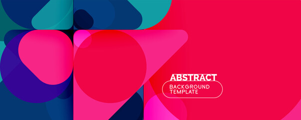 Flat geometric round shapes and dynamic lines, abstract background. Vector illustration for placards, brochures, posters and banners