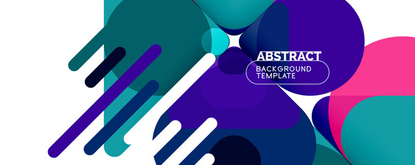 Flat geometric round shapes and dynamic lines, abstract background. Vector illustration for placards, brochures, posters and banners