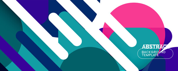 Flat geometric round shapes and dynamic lines, abstract background. Vector illustration for placards, brochures, posters and banners