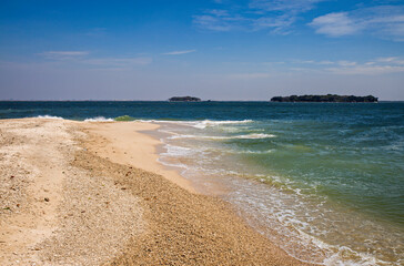 Beautiful view  from Kelor Island in Thousand Archipelago in North Jakarta, Indonesia. Kelor island is a popular tourist destinaton.