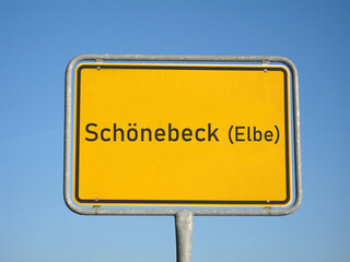 Ortsschild Schönebeck Elbe