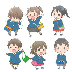 園服を着た子供セット