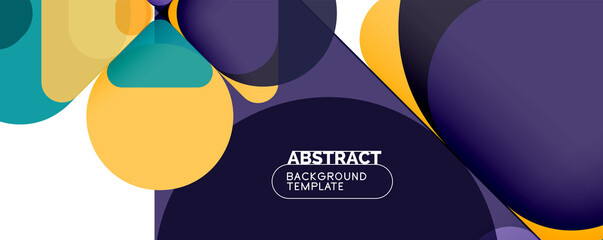 Flat geometric round shapes and dynamic lines, abstract background. Vector illustration for placards, brochures, posters and banners