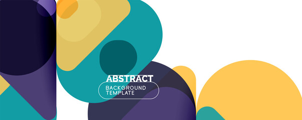 Flat geometric round shapes and dynamic lines, abstract background. Vector illustration for placards, brochures, posters and banners